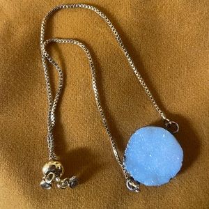 ✨ Sparkling White Druzy Stone Adjustable Bracelet on Brass Chain